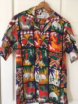 Hawaiian Shirt Vintage Woolf Bros RARE Geometric Tribal Ethnic Pattern Med nwot - £34.88 GBP