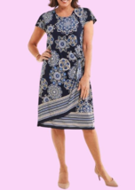 Robbie Bee Women's Printed Round-Neck Sarong Dress Size: XL Navy White R... - $26.24