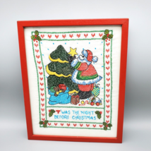 Vintage Cross Stitch Completed Framed Sampler Twas The Night Before Christmas - £18.70 GBP