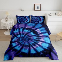 Purple Tie Dye DownComforter, Blue Spiral Tie Dye ComforterSet, Hippie Bed Comfo - £80.82 GBP