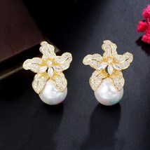 CWWZircons Blooming Flower Drop Cubic Zirconia Big Round  Earrings for Women Fas - £16.56 GBP