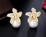 Ower drop cubic zirconia big round pearl earrings for women fashion gold plated cz thumb155 crop