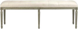Bench LOUIS Faux Olive Green Off-White Cotton Wood Linen - £1,003.57 GBP