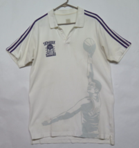 Adidas Kareem Abdul Jabbar Sky Hook White Purple Polo shirt Sz M Rare Sa... - £113.10 GBP