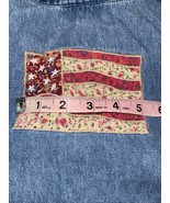 Donna Ricco Denim Top Women&#39;s Petite 6P Embroidered American Flag Theme ... - $313.96 MXN