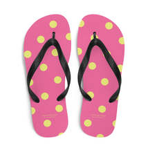 Autumn LeAnn Designs® | Adult Flip Flops Shoes, Rose Pink with Yellow Po... - $25.00