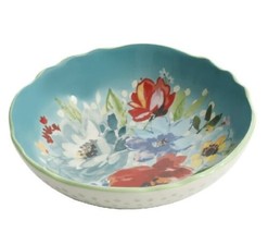 Four (4) Pioneer Woman ~ TEAL ~ Floral ~ MELODY~ 7.5&quot; Pasta Bowls ~ Ston... - £36.78 GBP