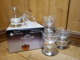 Set Of 4 Glass Shrimp Cocktail Icer w/Liner Inserts by/PAR ItalCrystal Itay - $59.67