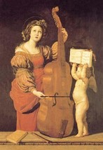 Cherub Holds Music Book for Woman Playing the Cello - Art Print - £17.29 GBP+