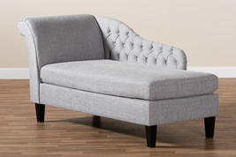 Andrea Gray Fabric Upholstered Black Finished Chaise Lounge - $12,132.43 MXN