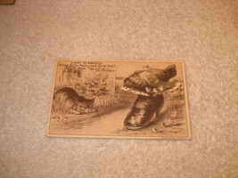 Antique White A.S.T. Children&#39;s Shoe Trade Card cat chicken vintage - £27.84 GBP