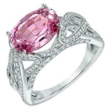 Exquisite 3.18 Carat Oval Flawless Pink Spinel Women&#39;s Wedding Ring 925 Silver - £90.53 GBP