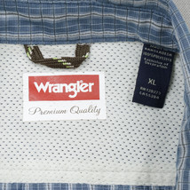 Wrangler Premium Shirt Mens XL Blue Striped Polyester Normcore Gorpcore ... - £13.98 GBP
