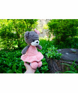 Plush bear girl toy Crochet stuffed toy First baby&#39;s toy Brown Teddy bear  - $40.00