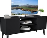 Black Wood Tv Bench Table Tv Console Tv Cabinet With 2 Storage Cabinets ... - $116.96