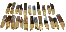 24 Agate Rocks Cut, Polished &amp; Dipped In Gold Tone Paint Crafters - £19.14 GBP