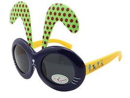 Detachable Dot Rabbit Ear Ultraviolet-Proof Baby Sunglasses-Deep Blue Frame