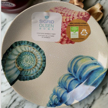 Sigrid Olsen Sea Shell Melamine Plates Shallow Bowls Set Of 4 Dessert Salad 9&quot; - £42.19 GBP