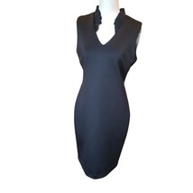 Calvin Klein Sleeveless Dress Black Blouse Size 8 Ruffle Collar Zipper E... - $44.94