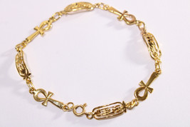 Bracciale in oro 18k timbrato egiziano ANKH chiave della vita + cartiglio - £760.11 GBP