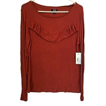 Women’s Shirt Long Sleeve Rib Knit Red by a.n.a. Ladies Large Stretch NE... - $16.83