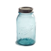 BALL Mason Jar Regular Mouth Quart Aqua Blue Collector&#39;s Edition Glass B... - $18.70