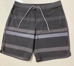Hang Ten Men&#39;s Board Shorts Swim Trunks, Gray Horizontal Stripes, 36 - $19.79