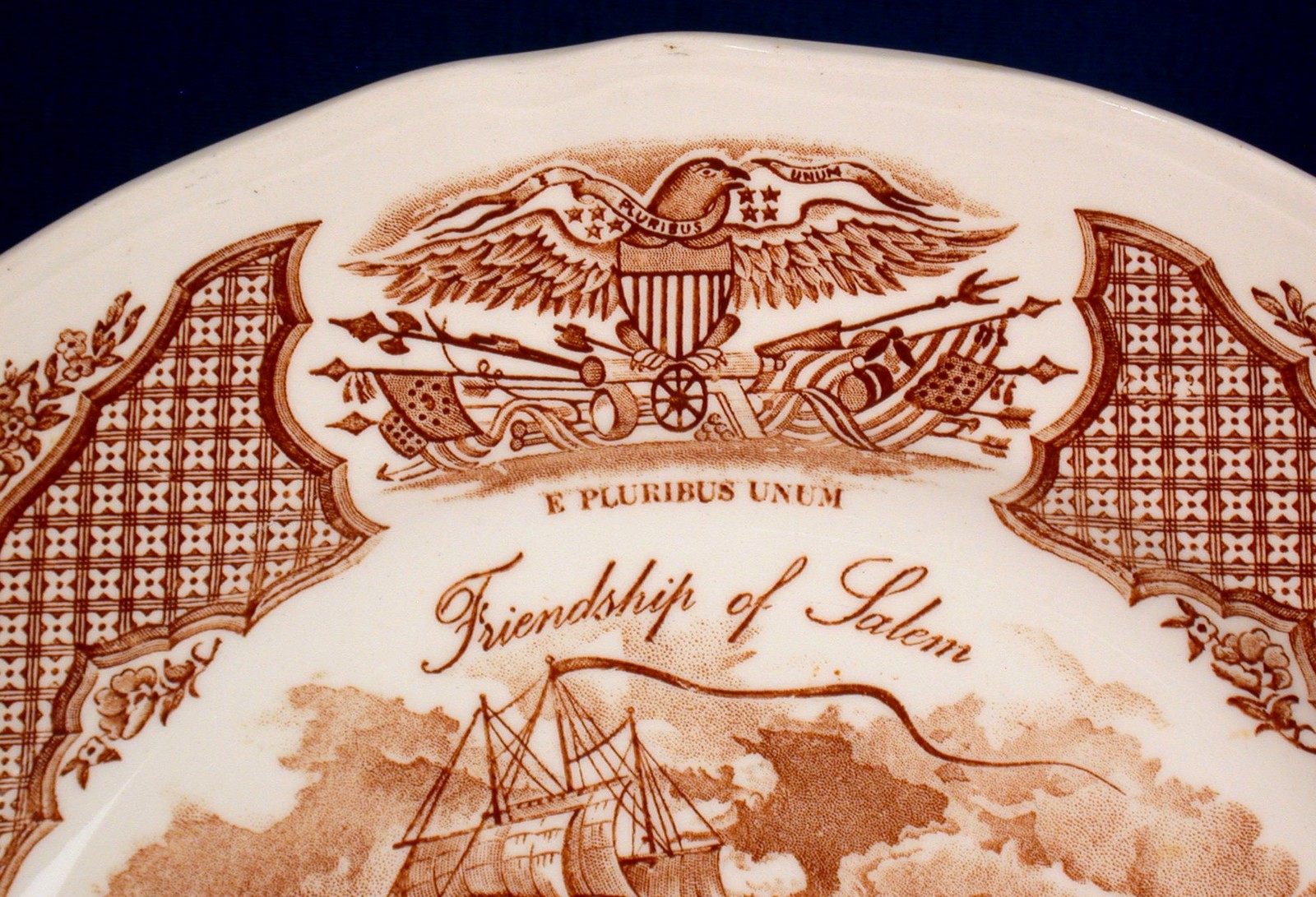 Meakin Fair Winds Brown Dinner Plates Friendship of Salem Brown China Trade Ship Item image 3