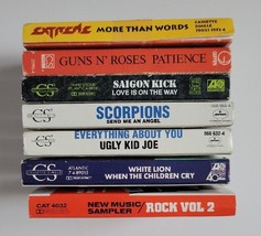 Lot of 7 vtg 80s-90s Glam Rock Hair Bands Cassette Singles Various Artists - $28.05
