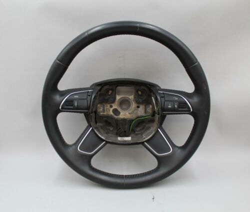 Primary image for 13 14 15 16 AUDI A4 S4 A5 BLACK LEATHER STEERING WHEEL