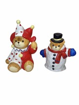 Enesco Lucy &amp; Me LucyRigg Valentine Jester Bear 1984 &amp; Snowman Bear 1987 Lot Of2 - £10.35 GBP