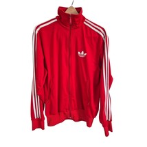 Y2K ADIDAS Men&#39;s Track Jacket BIG TREFOIL Embroidered Red 2009 Zip Top M - $59.55