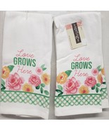 Set of 2 Same Printed Kitchen Terry Towels (15&quot;x25&quot;) FLOWERS,LOVE GROWS ... - £10.16 GBP