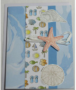 STAMPIN UP! Shells Starfish Handmade Card w/ envelope blue watercolor blank - £4.90 GBP