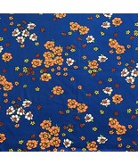 1.86 yd VTG Polyester Fabric 1970s 57x67 Bright Blue Mod Floral Craft Ma... - $54.68 CAD