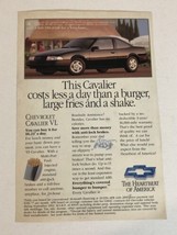 Chevrolet Cavalier XL Print Ad Advertisement Chevy Vintage 1992 pa7 - £4.65 GBP