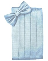 Powder Blue Satin Cummerbund and Bow Tie in Assorted Patterns - $85.50