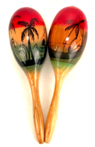 Handmade Wooden Maracas Percussion Instruments-Palm Tree-Red Green - £11.11 GBP