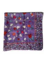 Vintage Floral Tulip Scarf Purple Red White Fun Spring Whimsical Square - $13.84