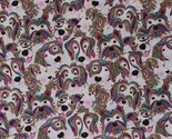 Cotton Dogs Multi-Color Animals Pets Faces on White Fabric Print by Yard... - $12.49
