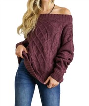 Adora lizzie cable knit bardot sweater in Eggplant - £40.10 GBP