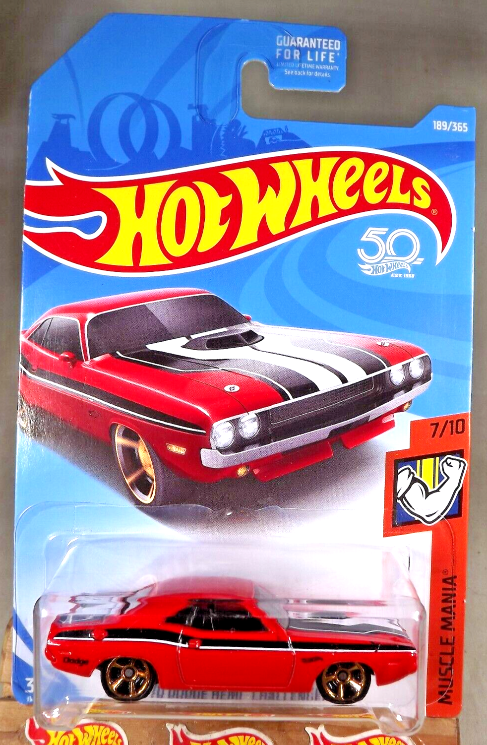 2018 Hot Wheels #189 Muscle Mania 7/10 '70 DODGE HEMI CHALLENGER Red w/Gold MC5