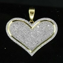 Ladies 1.80Ct Cut Real Moissanite Love Heart Pave Pendant 14K Yellow Gold Plated - £149.44 GBP