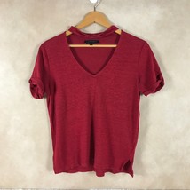 Sanctuary Red Short Sleeve 100% Linen Choker Neck Tee Size Xs - £9.03 GBP