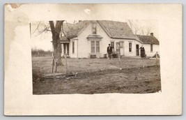 RPPC Old Woman at Water Pump Man with Dog Darling Farmhouse c1910 Postcard C22 - £8.93 GBP