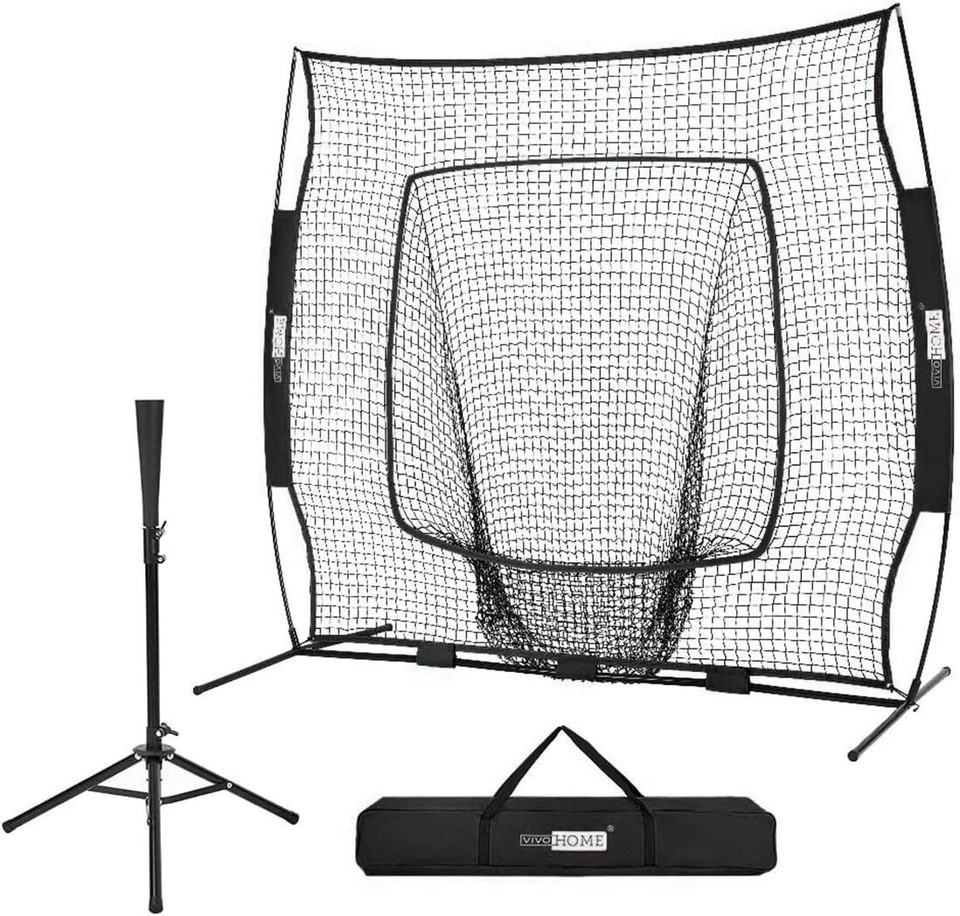 Durable 7x7 Feet Baseball Backstop Net & Adjustable Batting Tee for Training Item image 3