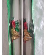 Vintage 10" Candlestick Candles White Bells Christmas Holiday Pair Two - $15.00