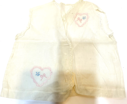 Vintage Handmade Infant Sleeveless Top Pink Embroidered Hearts 6 months - £9.59 GBP