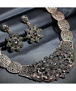 Sunspicems Gray Crystal Drop Earring Necklace for Women Algerienne Weddi... - £19.33 GBP
