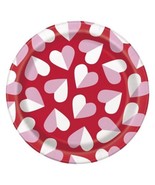 Charming Hearts Happy Valentine&#39;s Day 8 Ct 7&quot; Dessert Cake Plates - £2.93 GBP